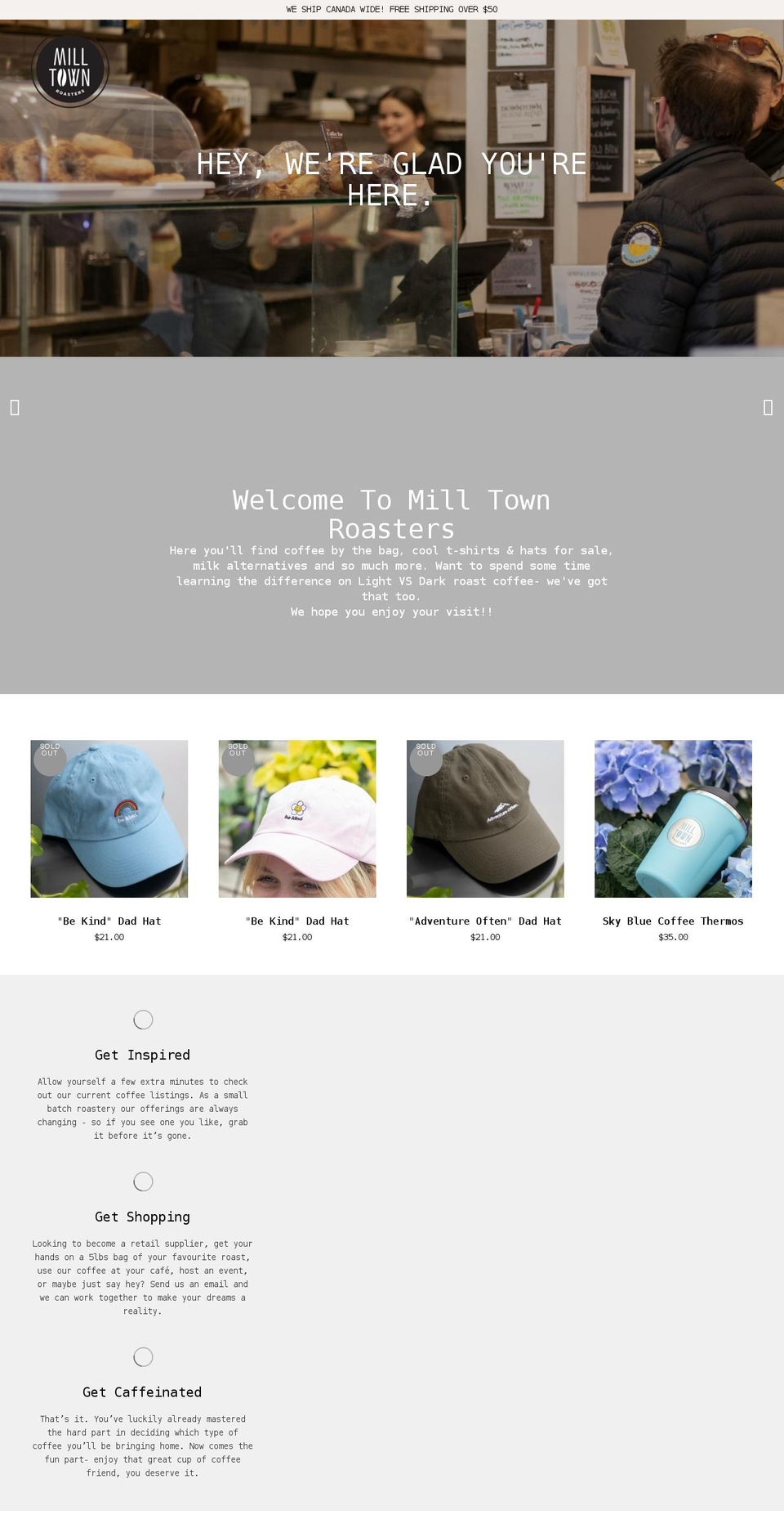 milltowncoffee.ca shopify website screenshot