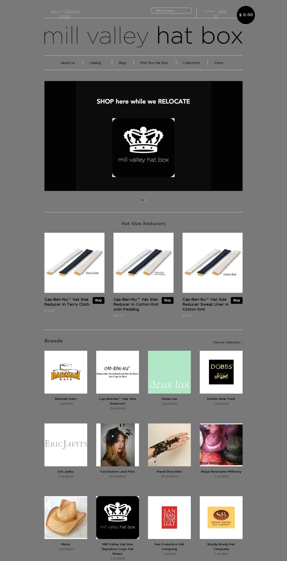 millvalleyhatbox.com shopify website screenshot