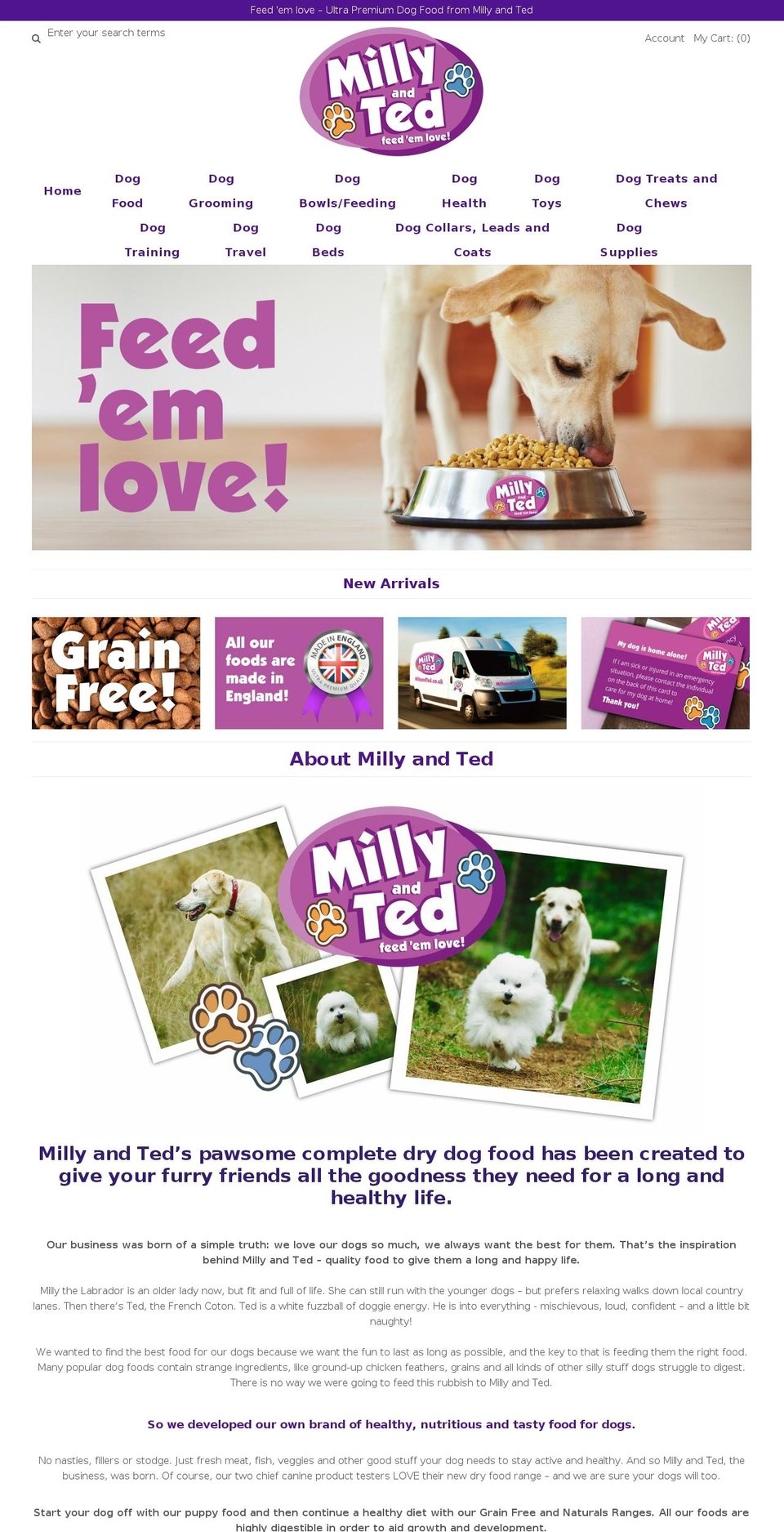 millyandted.com shopify website screenshot