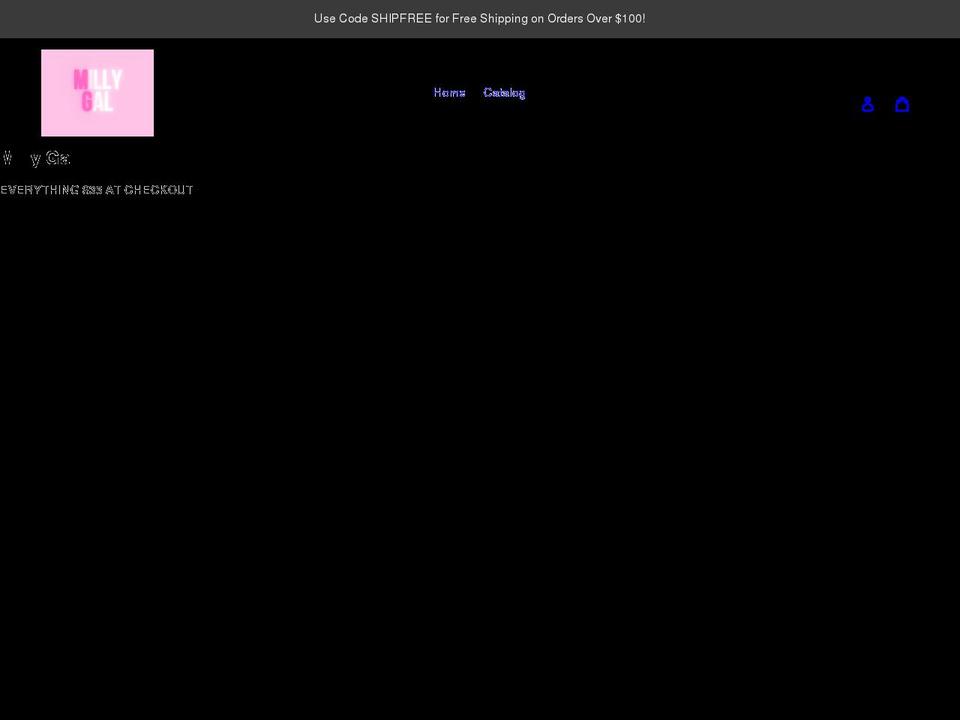 millygal.com shopify website screenshot