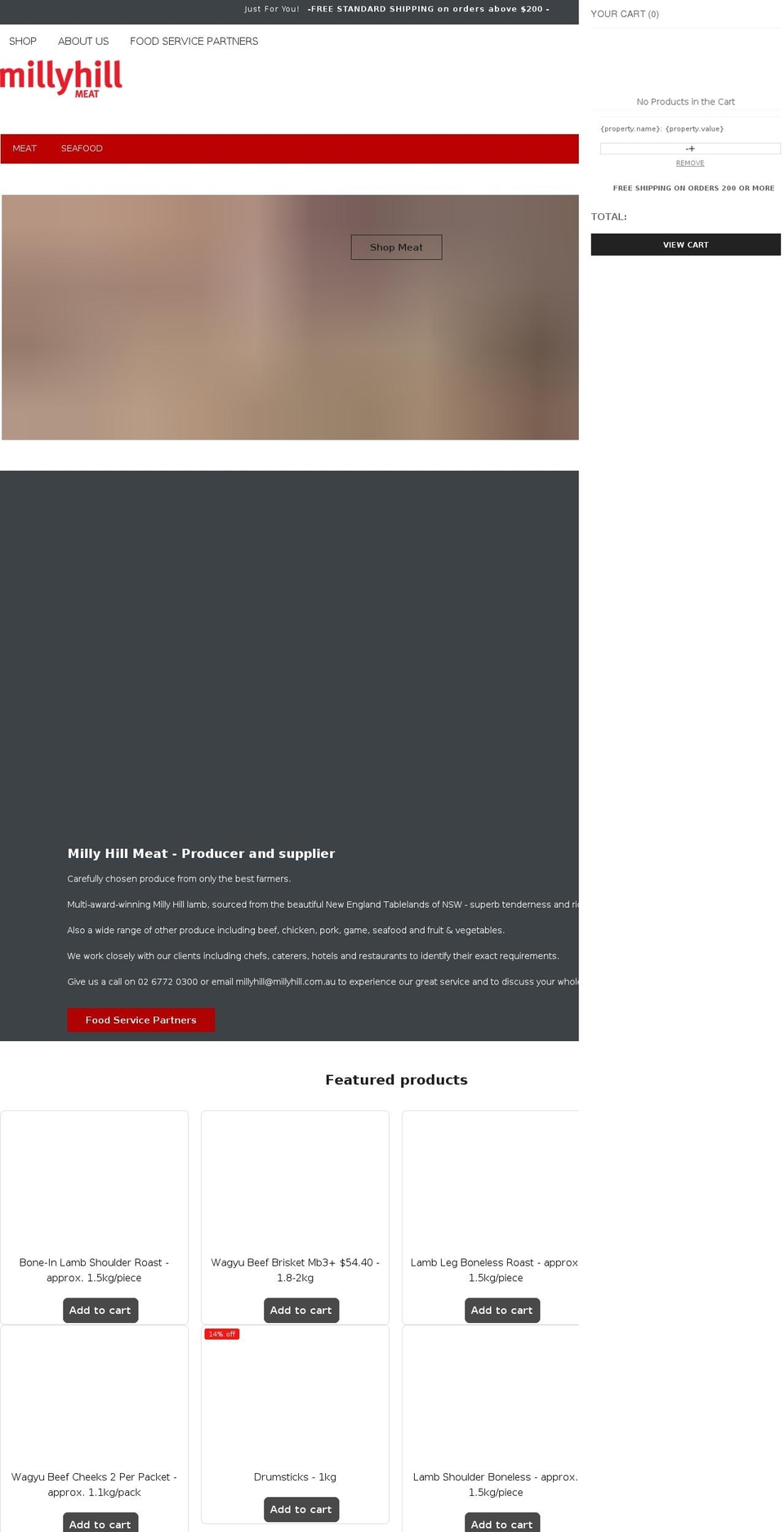 millyhill.com.au shopify website screenshot
