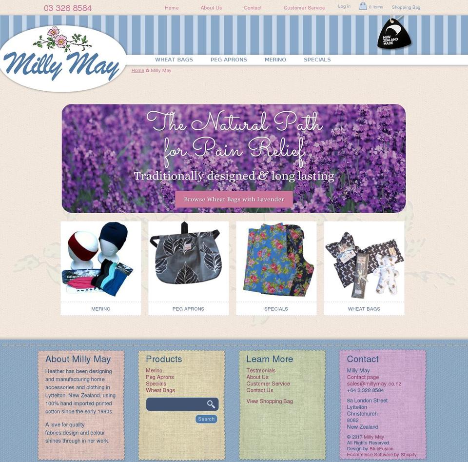 millymay.co.nz shopify website screenshot