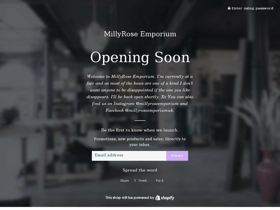 millyroseemporium.com shopify website screenshot