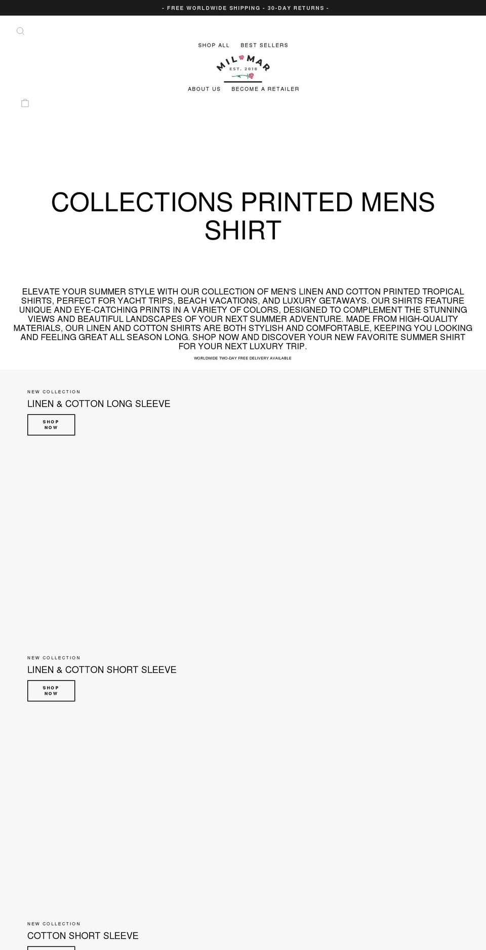 milmarshop.com shopify website screenshot