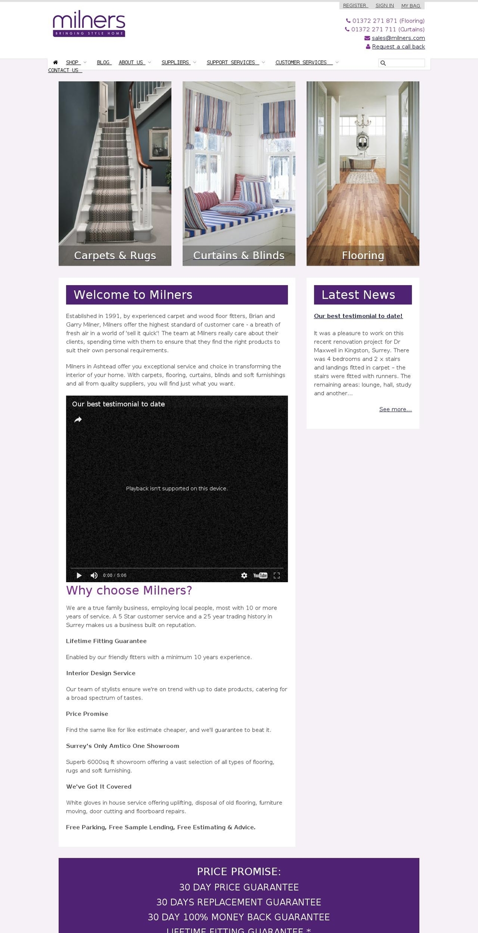 milners.com shopify website screenshot