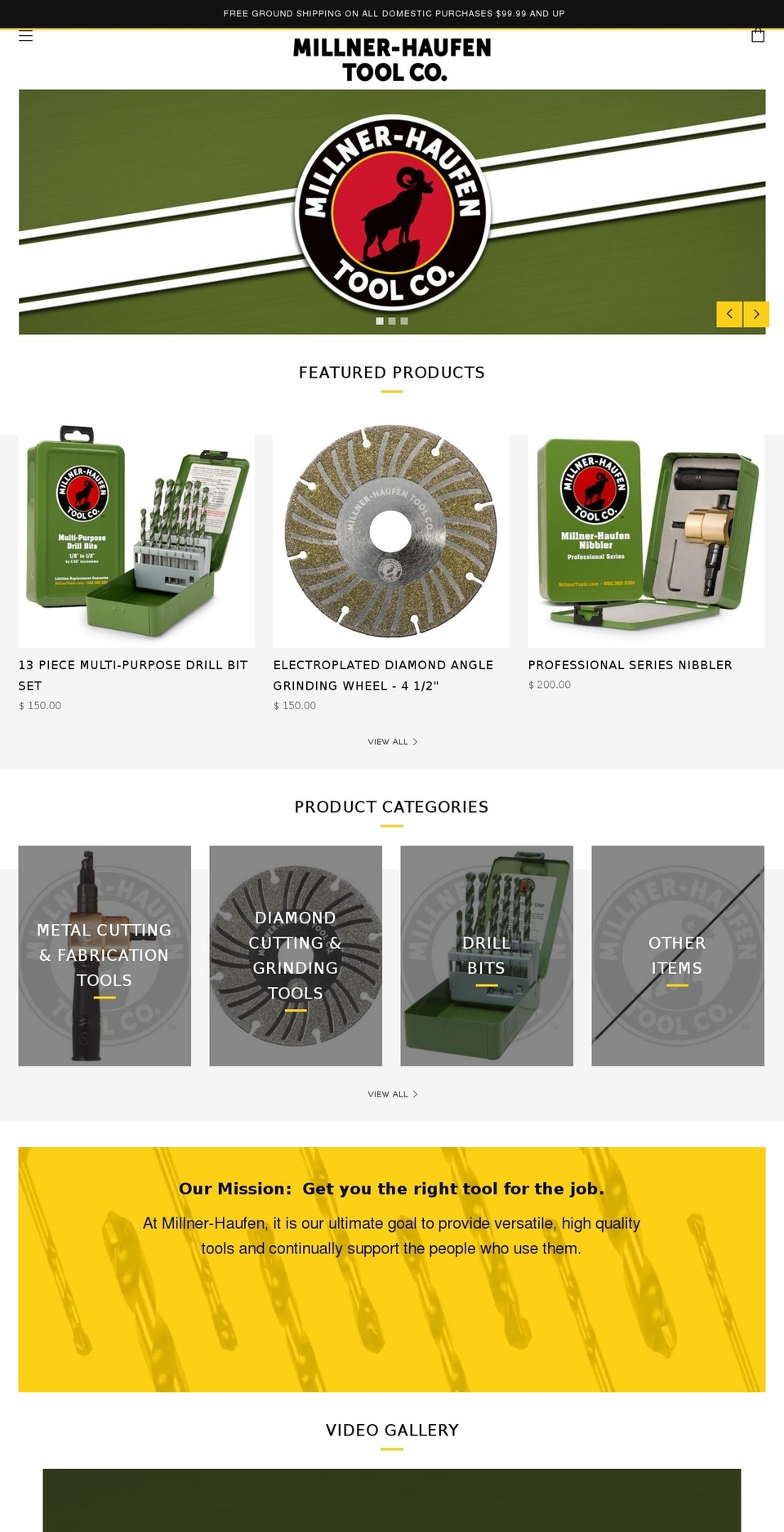 milnertool.com — Shopify storefront screenshot