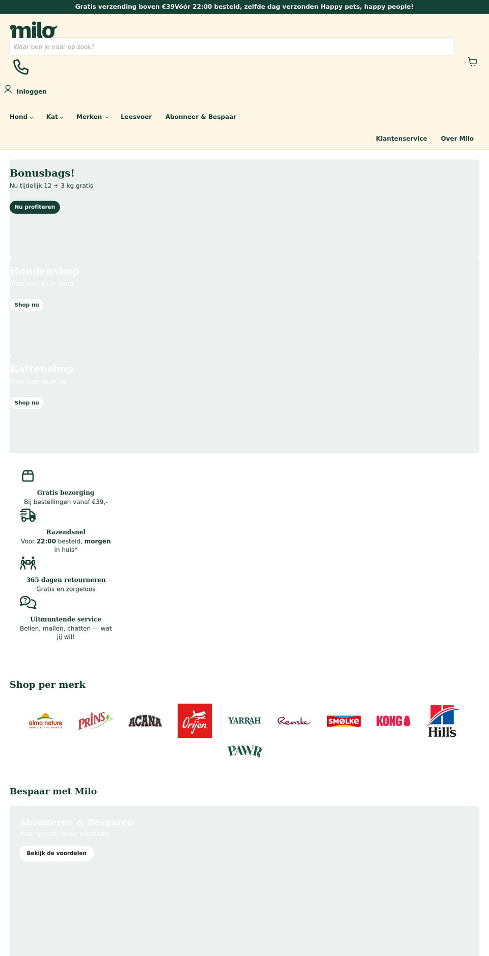 milo.nl shopify website screenshot