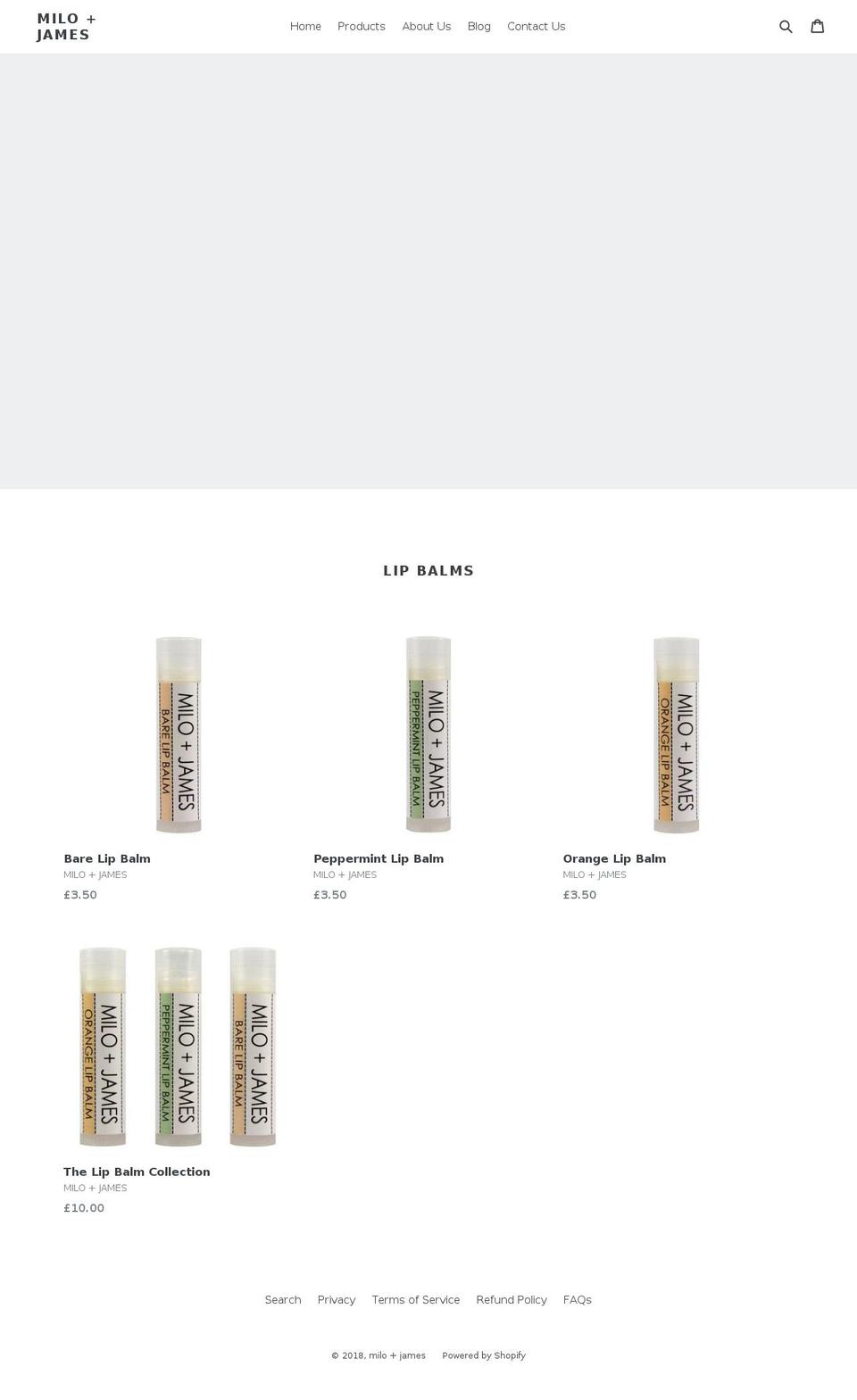 miloandjames.com — Shopify storefront screenshot