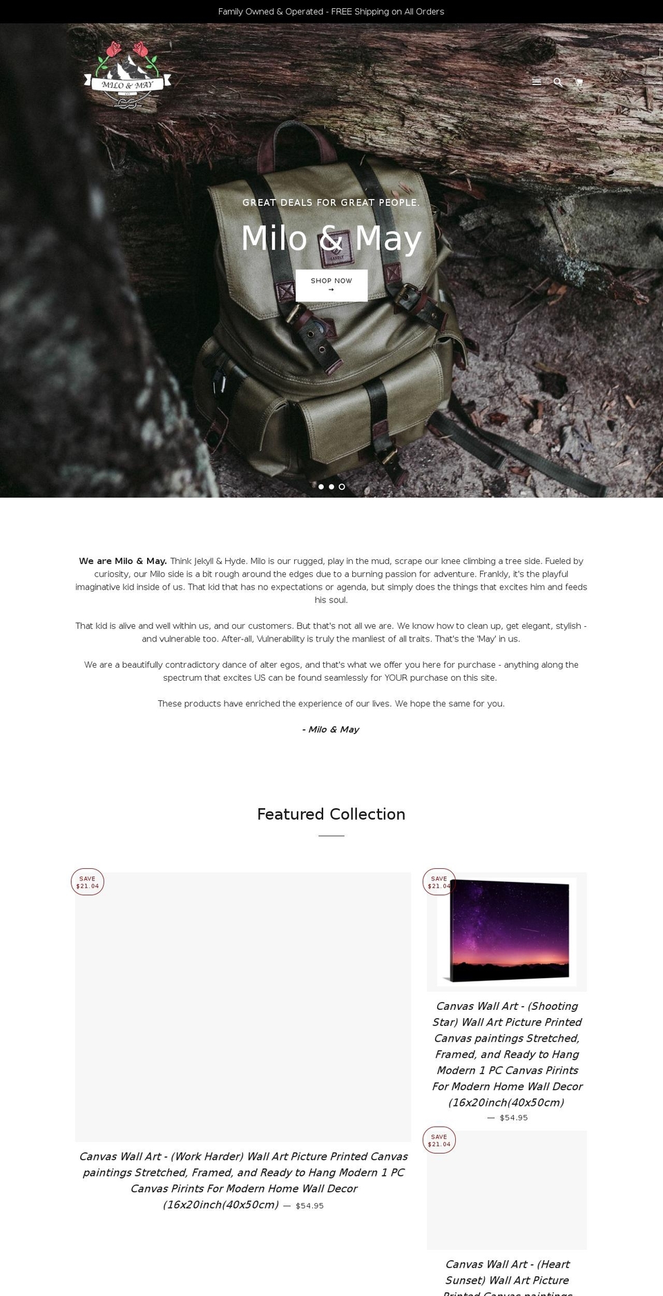 miloandmay.com — Shopify storefront screenshot