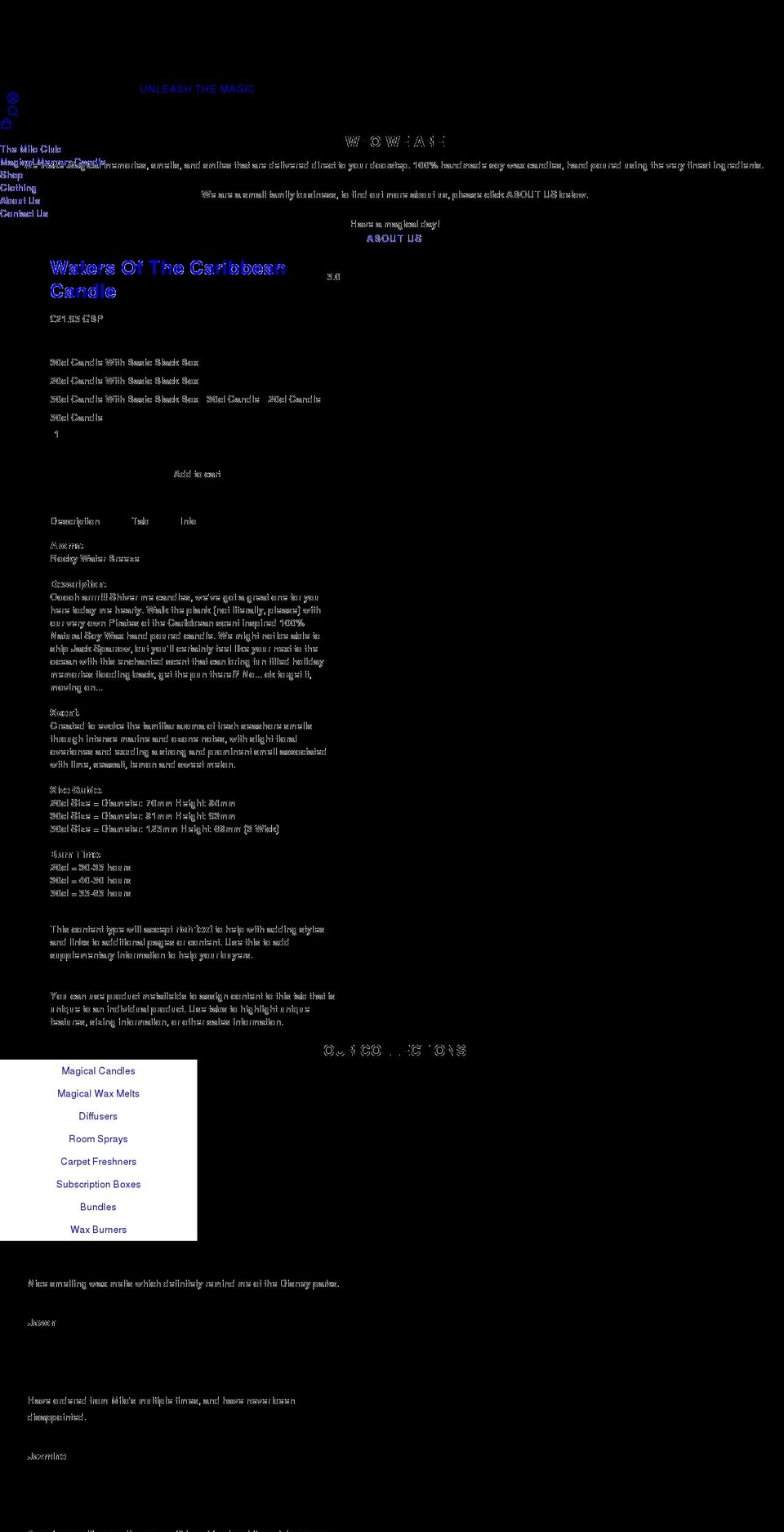 milocandles.com shopify website screenshot