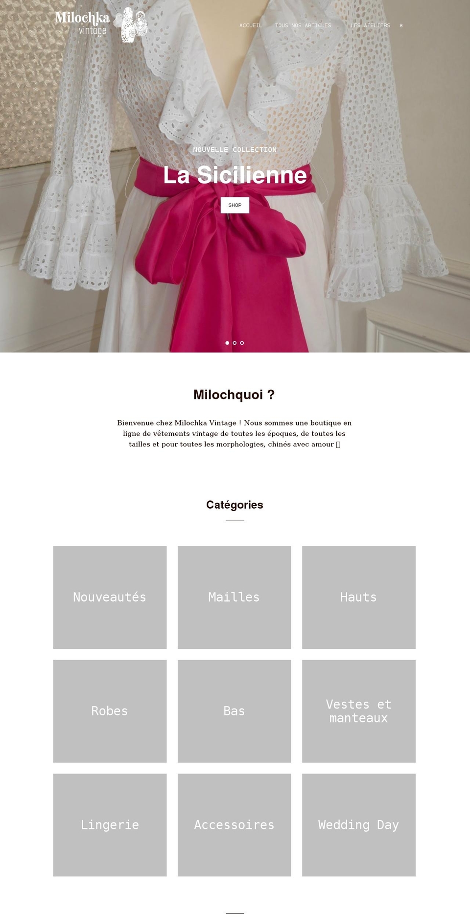 milochkavintage.com shopify website screenshot