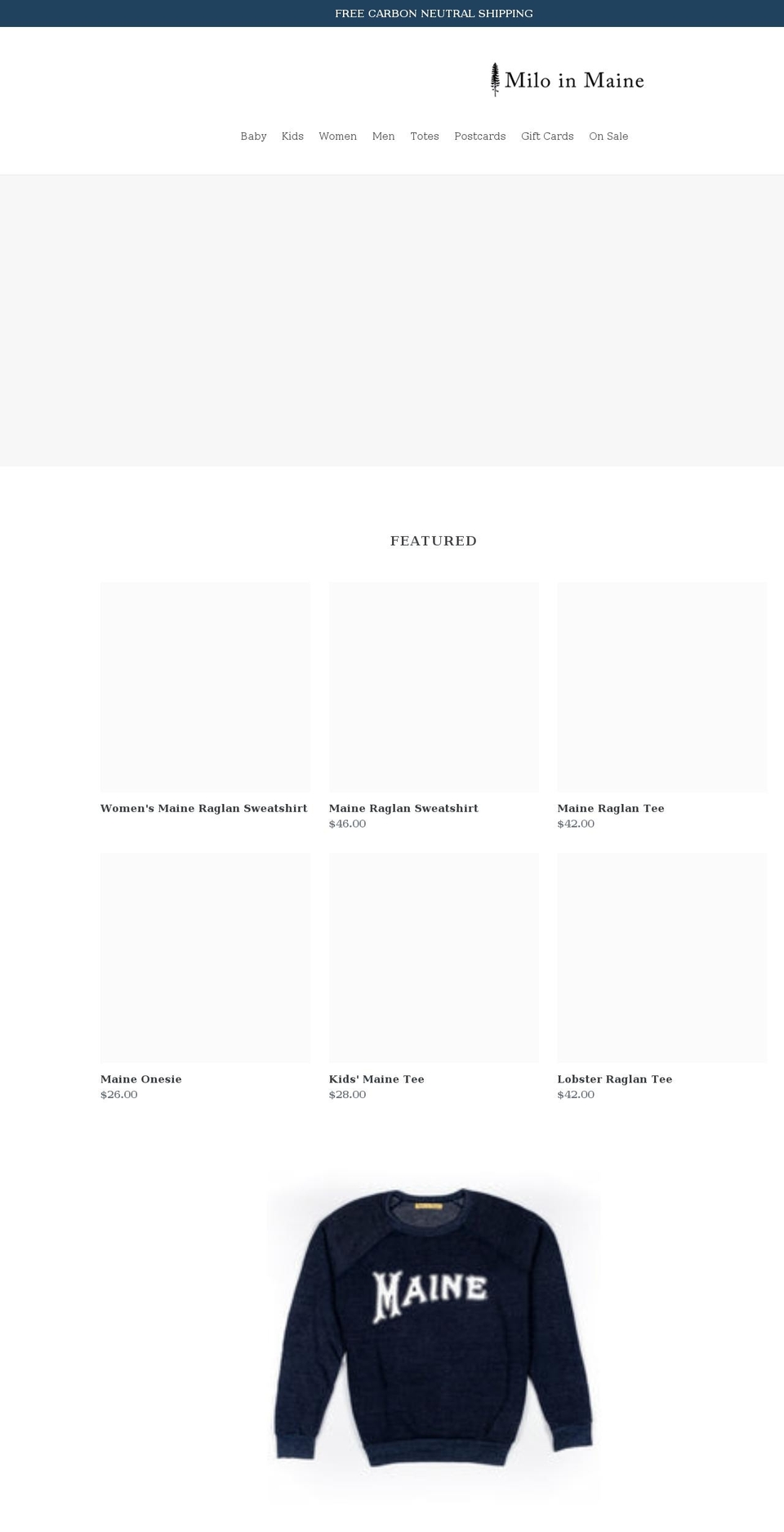miloinmaine.com shopify website screenshot