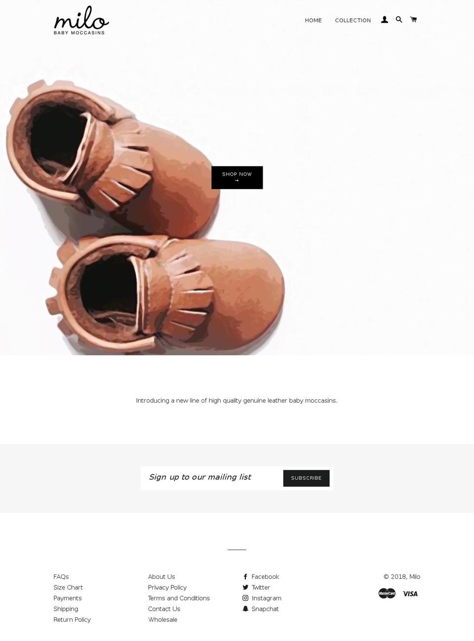 milomoccs.com — Shopify storefront screenshot