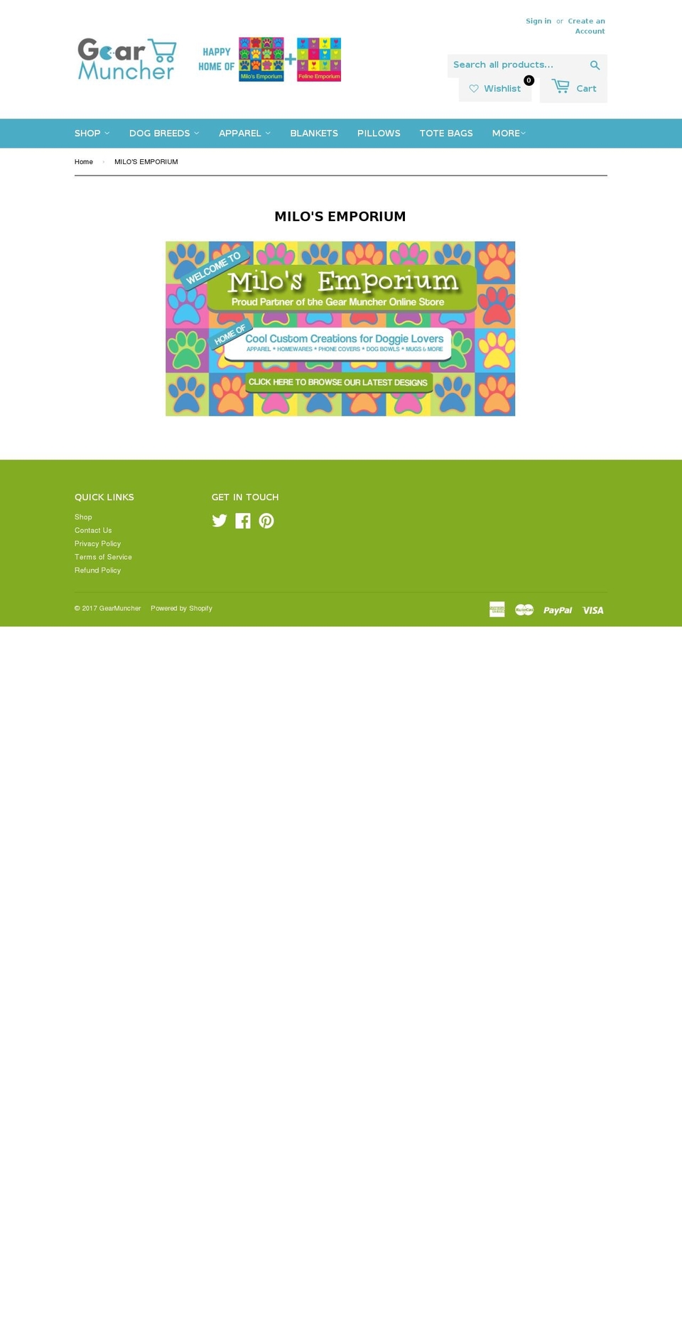 milosemporium.com shopify website screenshot