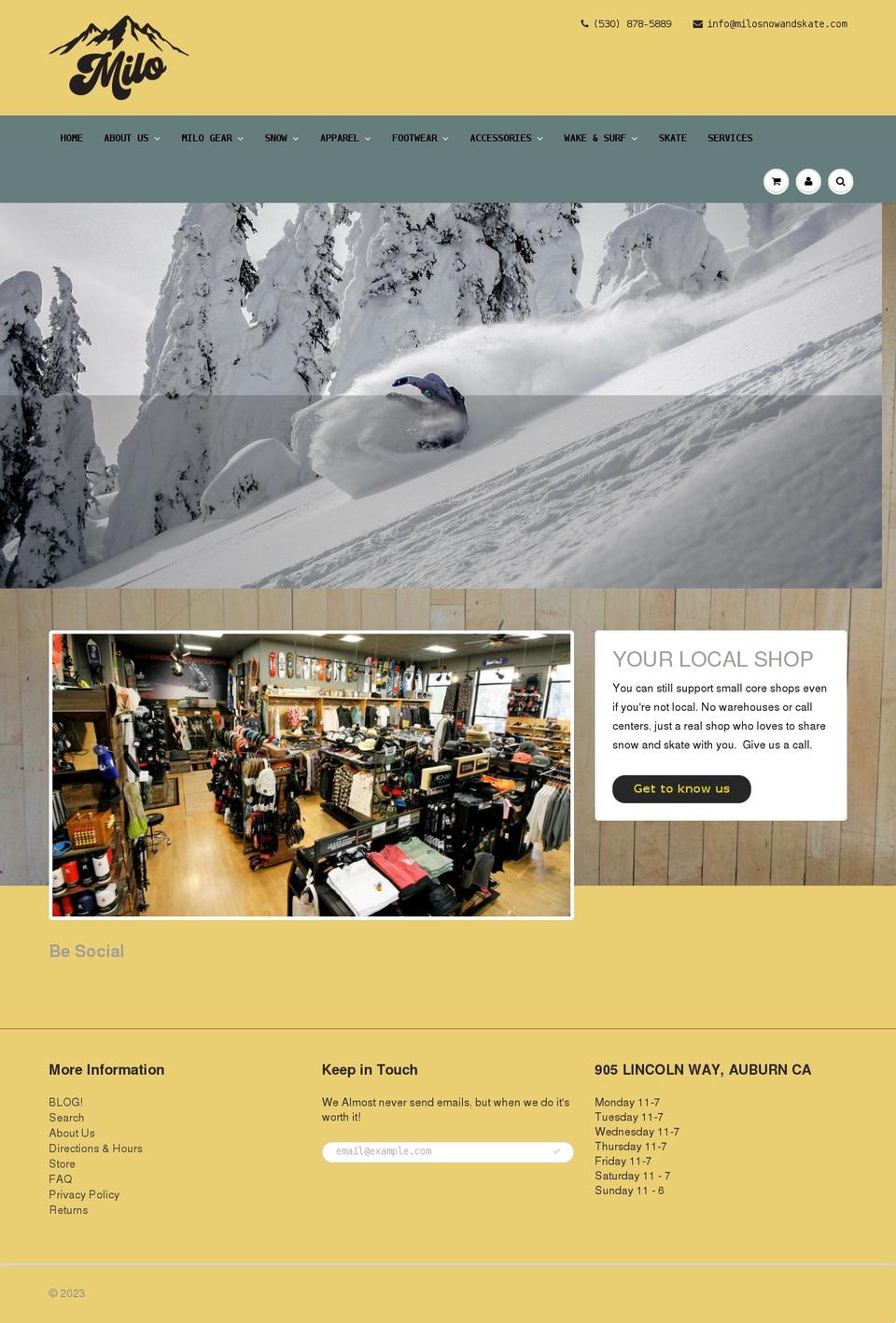 milosnowandskate.com shopify website screenshot