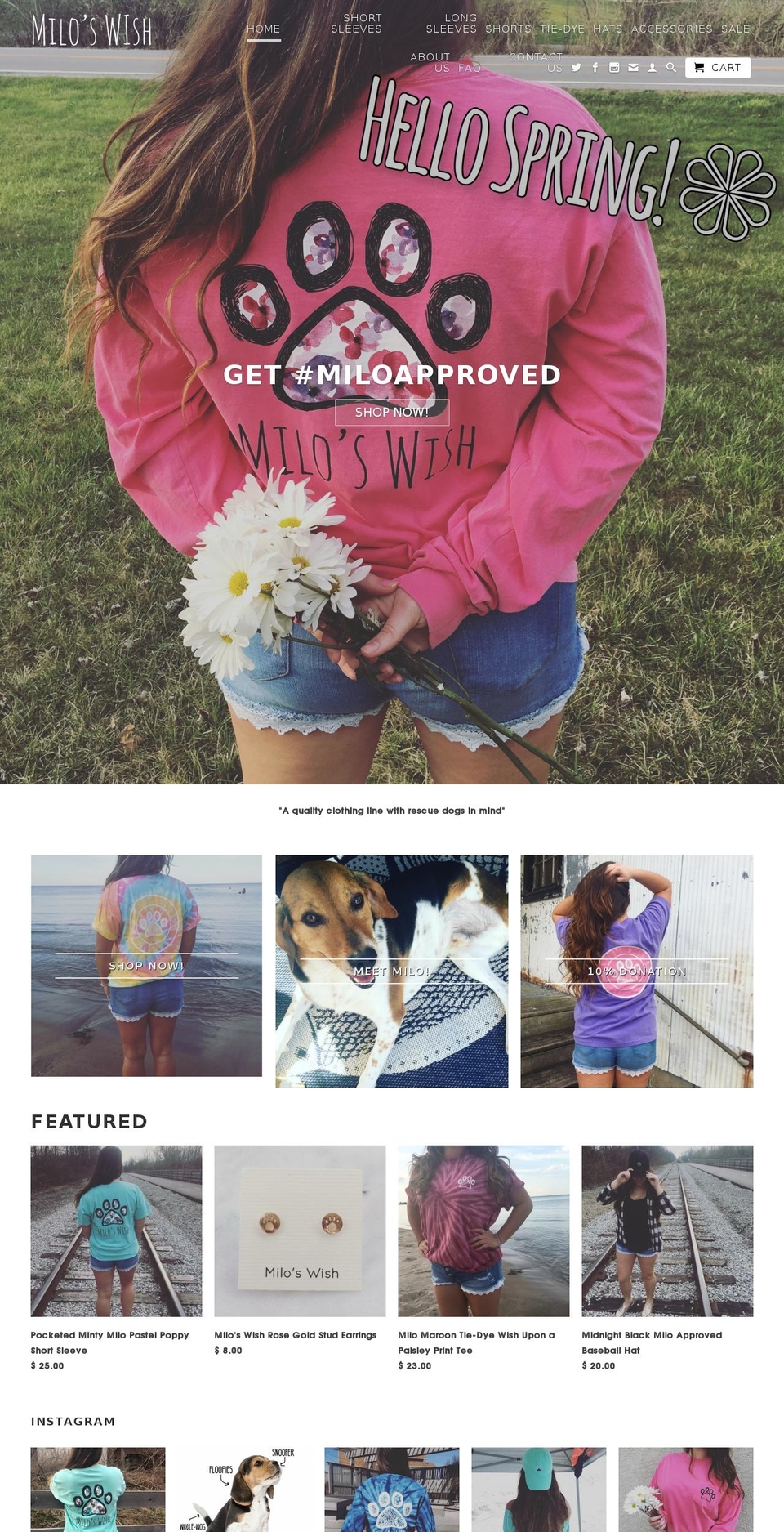 miloswish.com shopify website screenshot