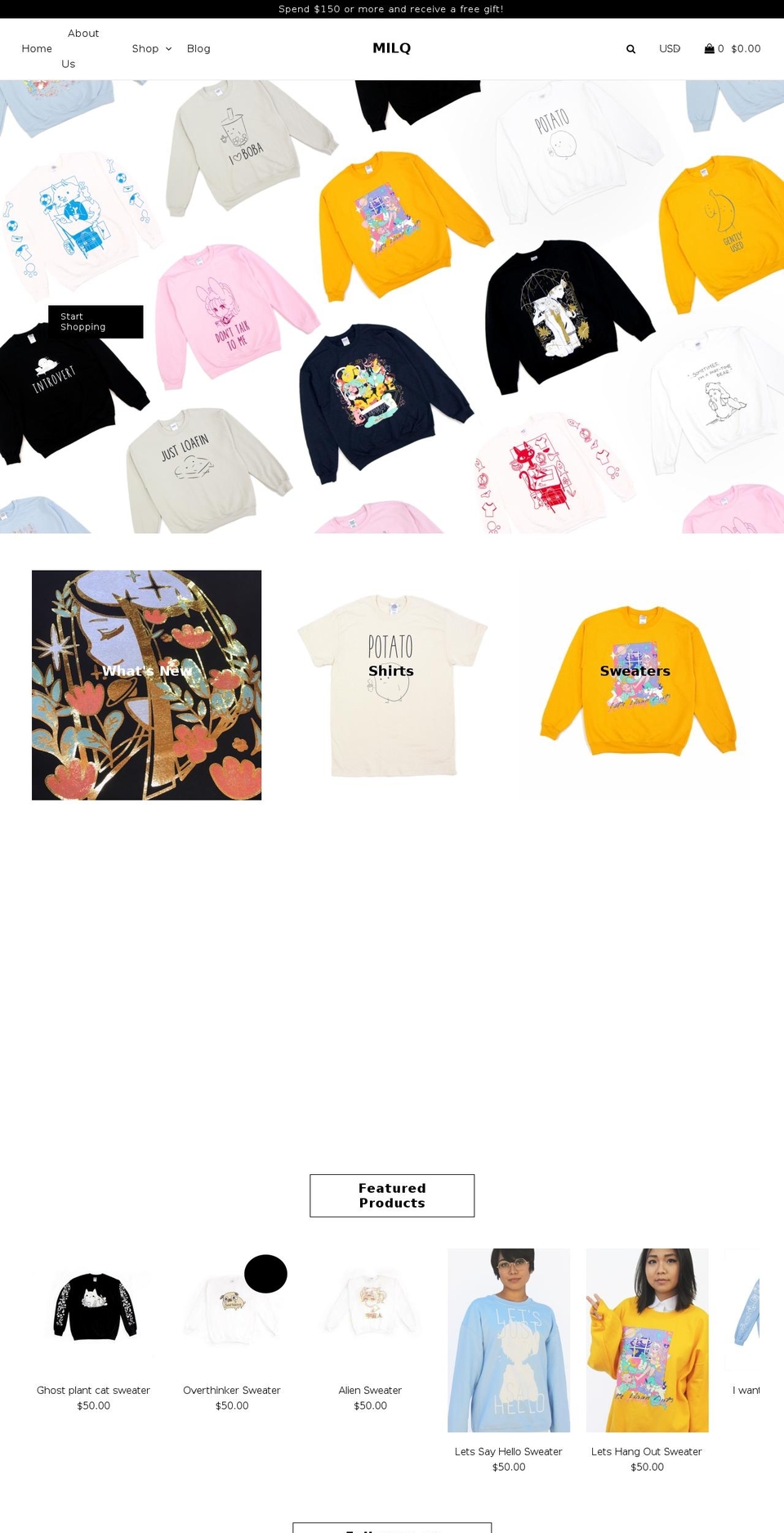 milqshop.com shopify website screenshot