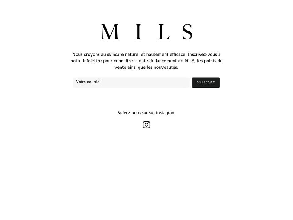 milsskincare.com — Shopify storefront screenshot