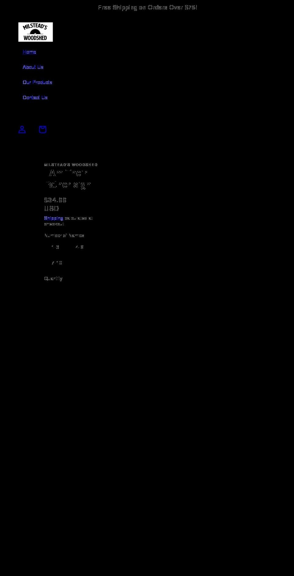 milsteadswoodshed.com shopify website screenshot
