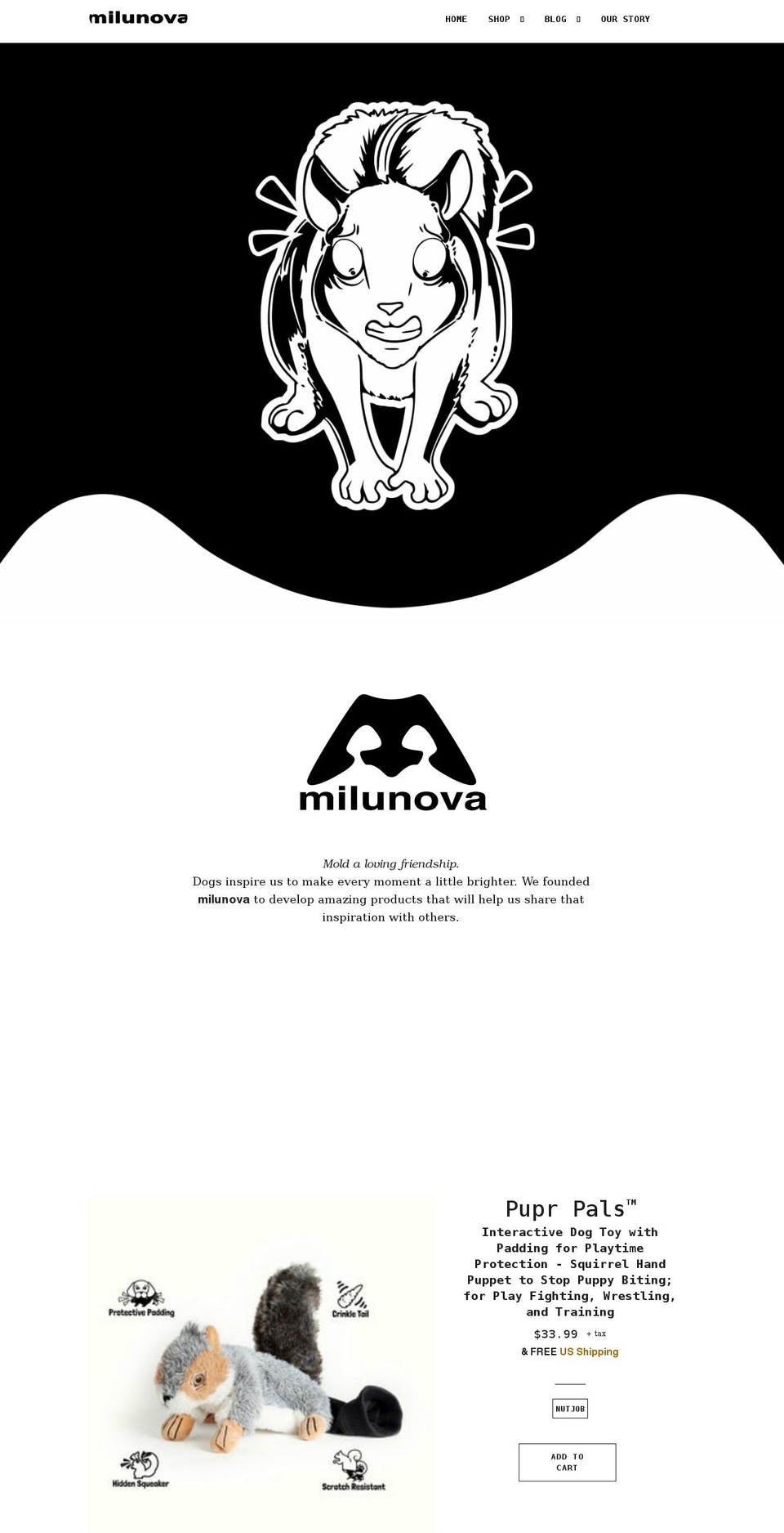 milunova.com shopify website screenshot