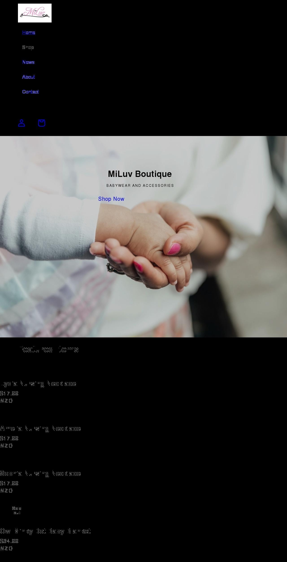 miluvboutique.com shopify website screenshot