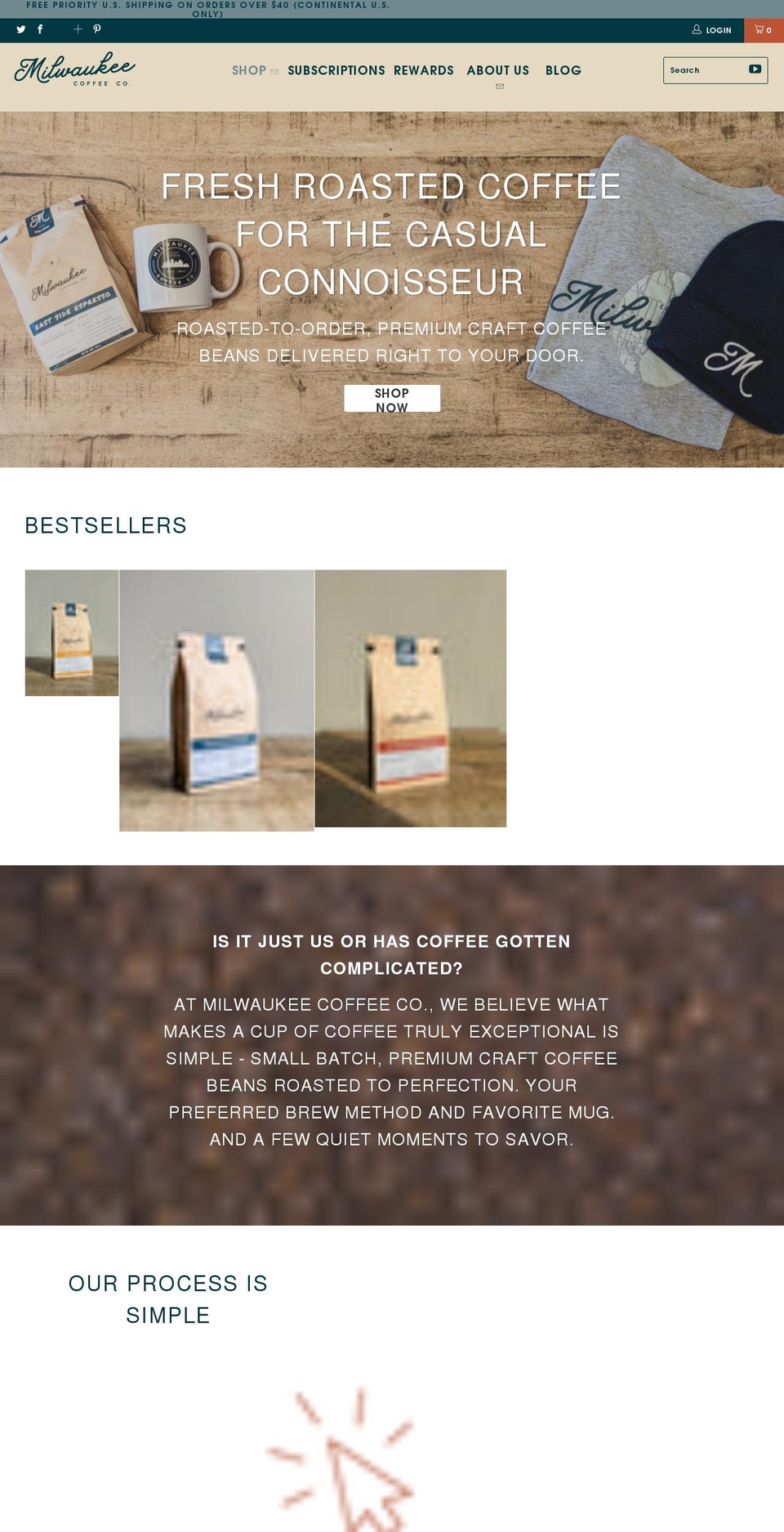 milwaukeecoffeeco.com — Shopify storefront screenshot