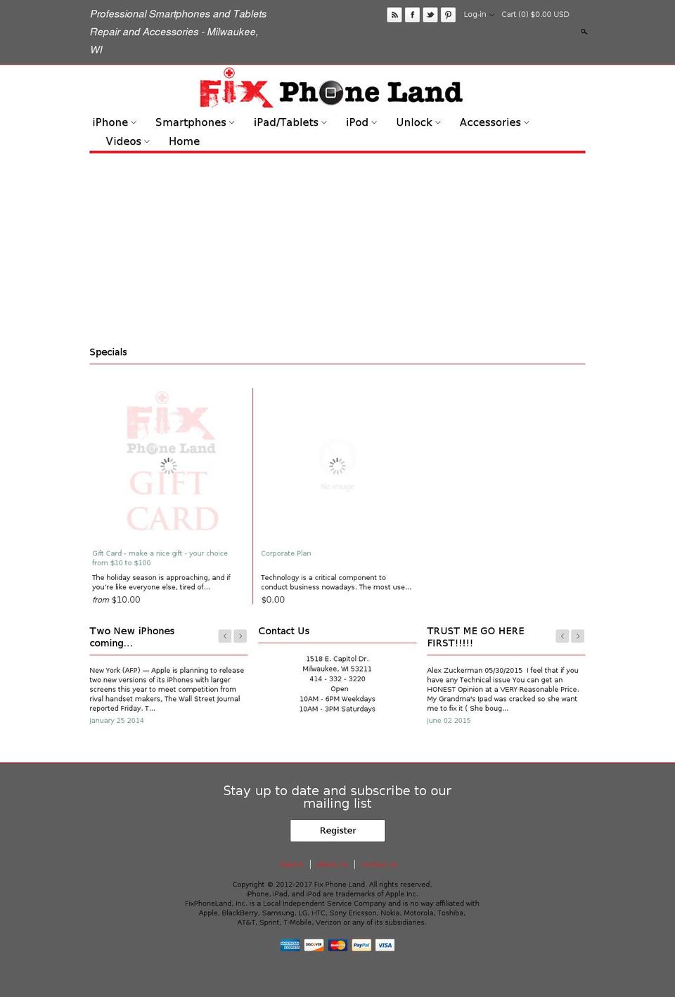 milwaukeephonerepair.com shopify website screenshot
