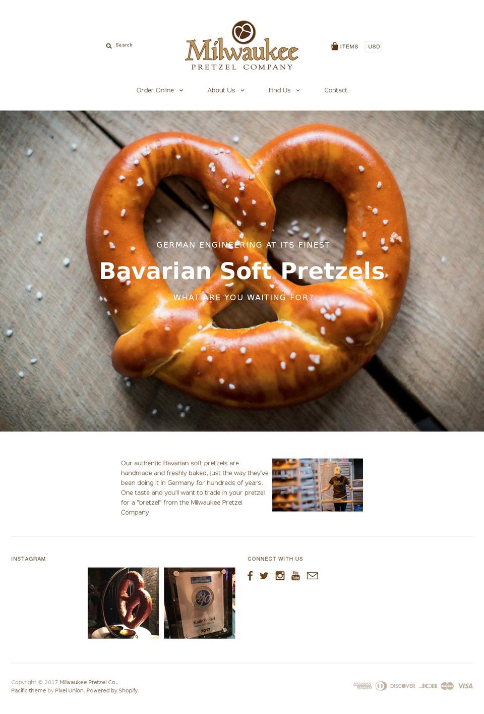 milwaukeepretzel.com shopify website screenshot