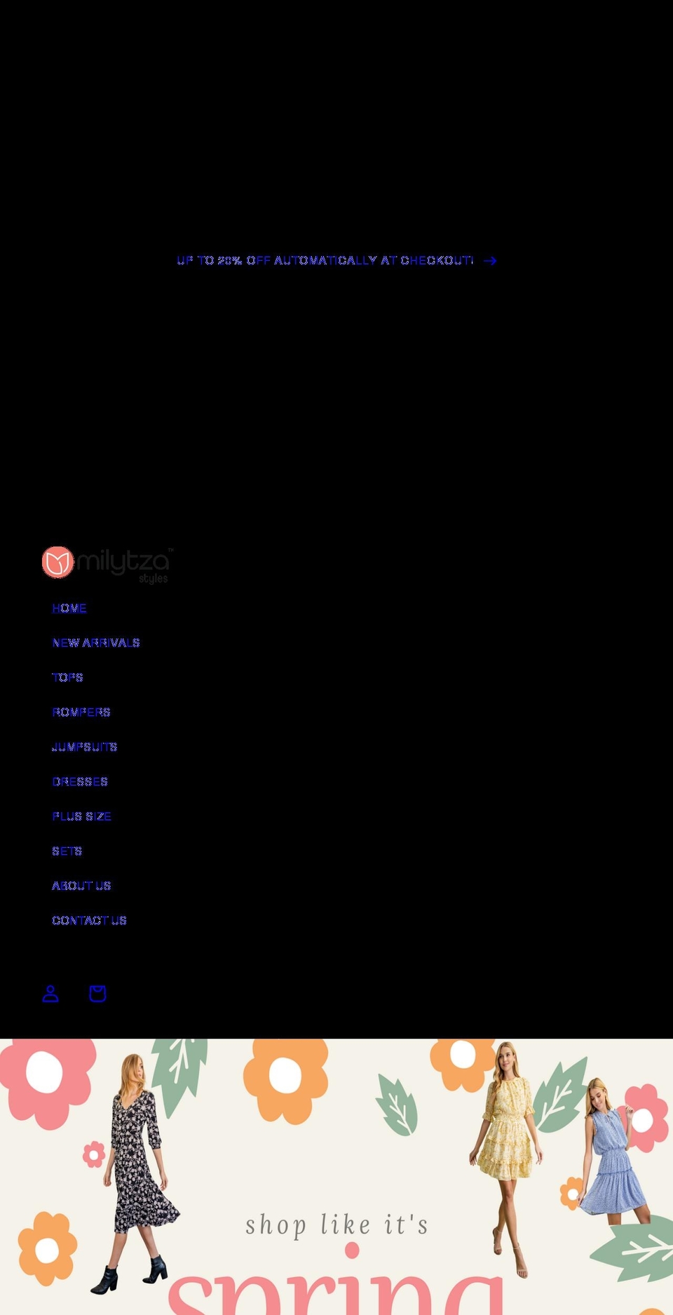 milytza.com shopify website screenshot