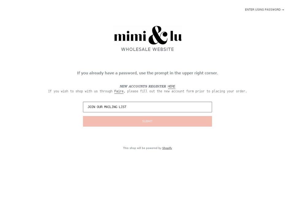 mimiandluwholesale.com — Shopify storefront screenshot