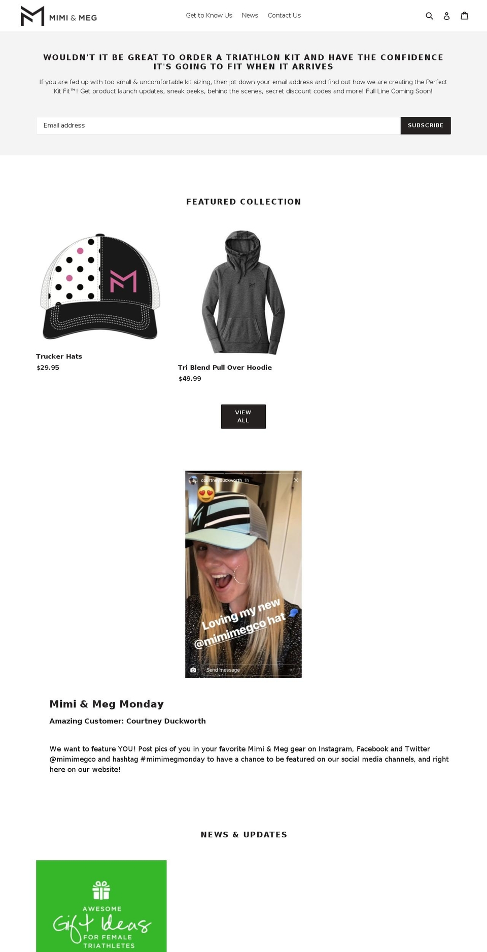 mimiandmeg.com shopify website screenshot