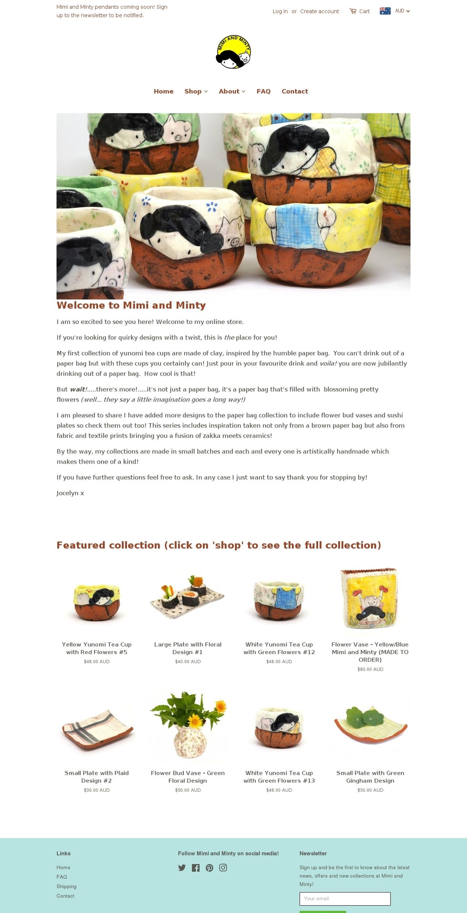 mimiandminty.com — Shopify storefront screenshot