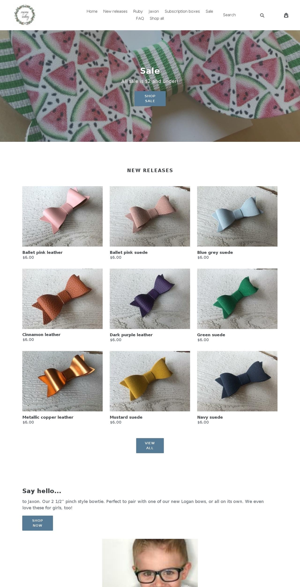 mimiandruby.com — Shopify storefront screenshot