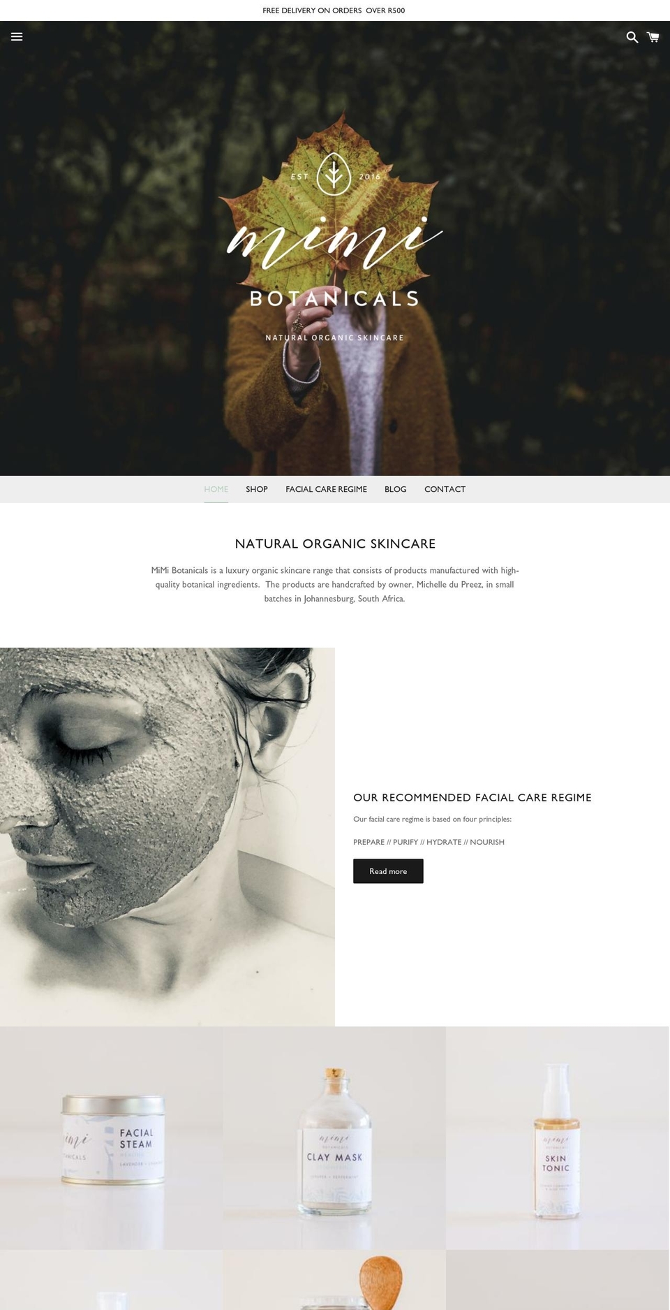 mimibotanicals.com — Shopify storefront screenshot