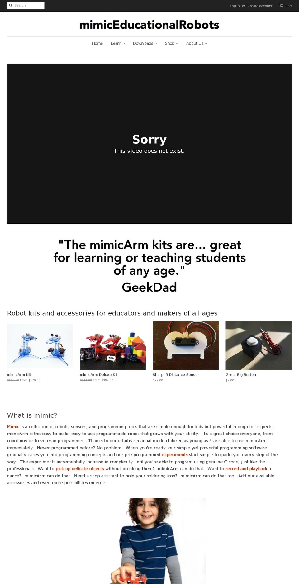 mimicrobots.com shopify website screenshot
