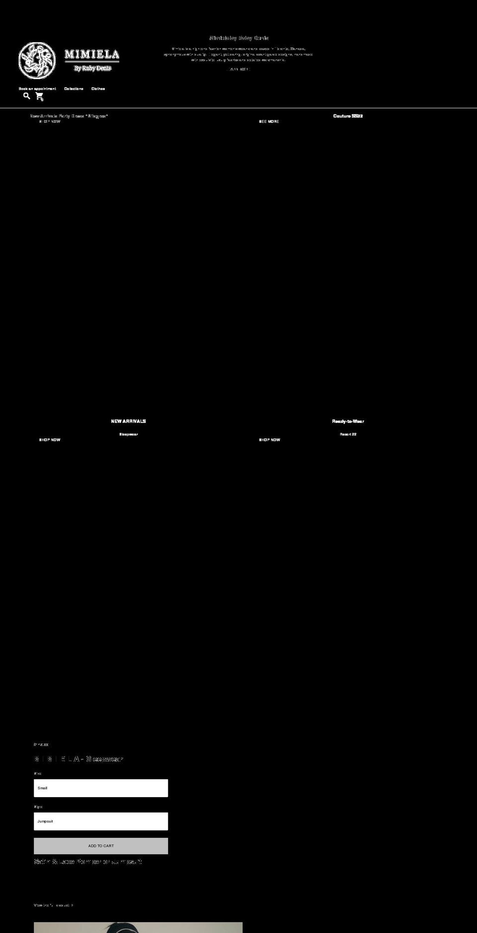 mimiela.com shopify website screenshot