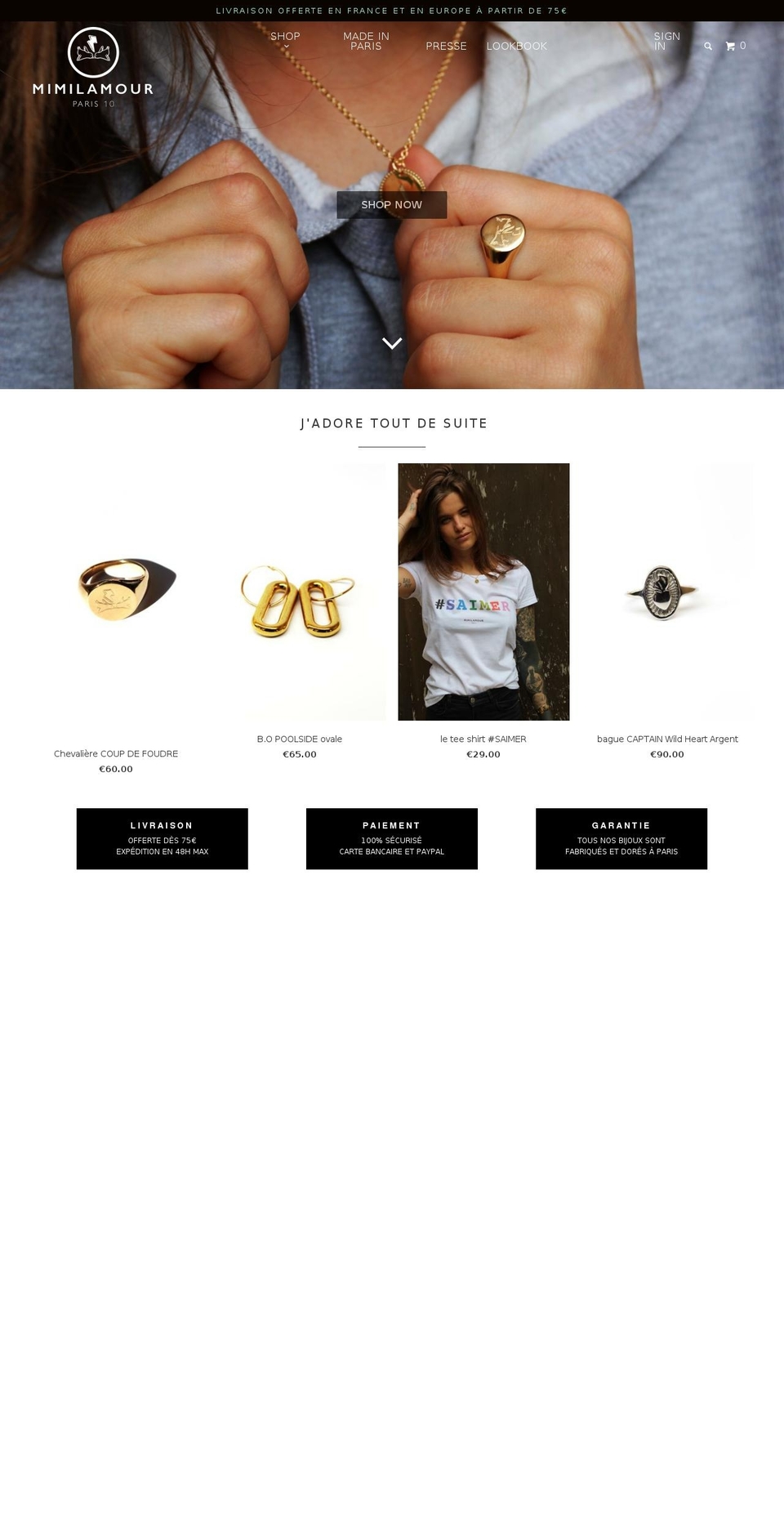 mimilamour.fr shopify website screenshot