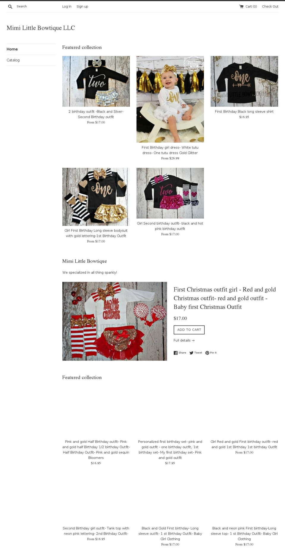 mimilittlebowtique.com — Shopify storefront screenshot