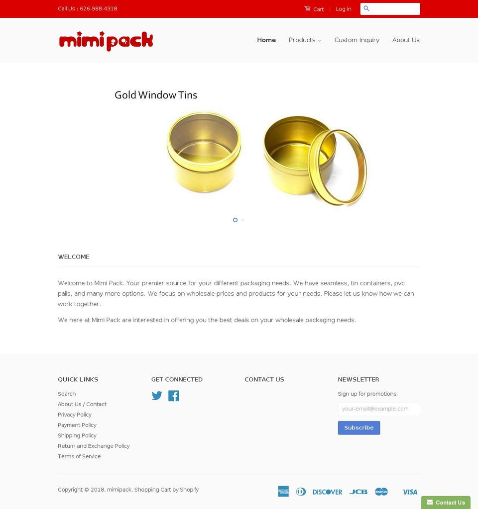 mimipack.us shopify website screenshot