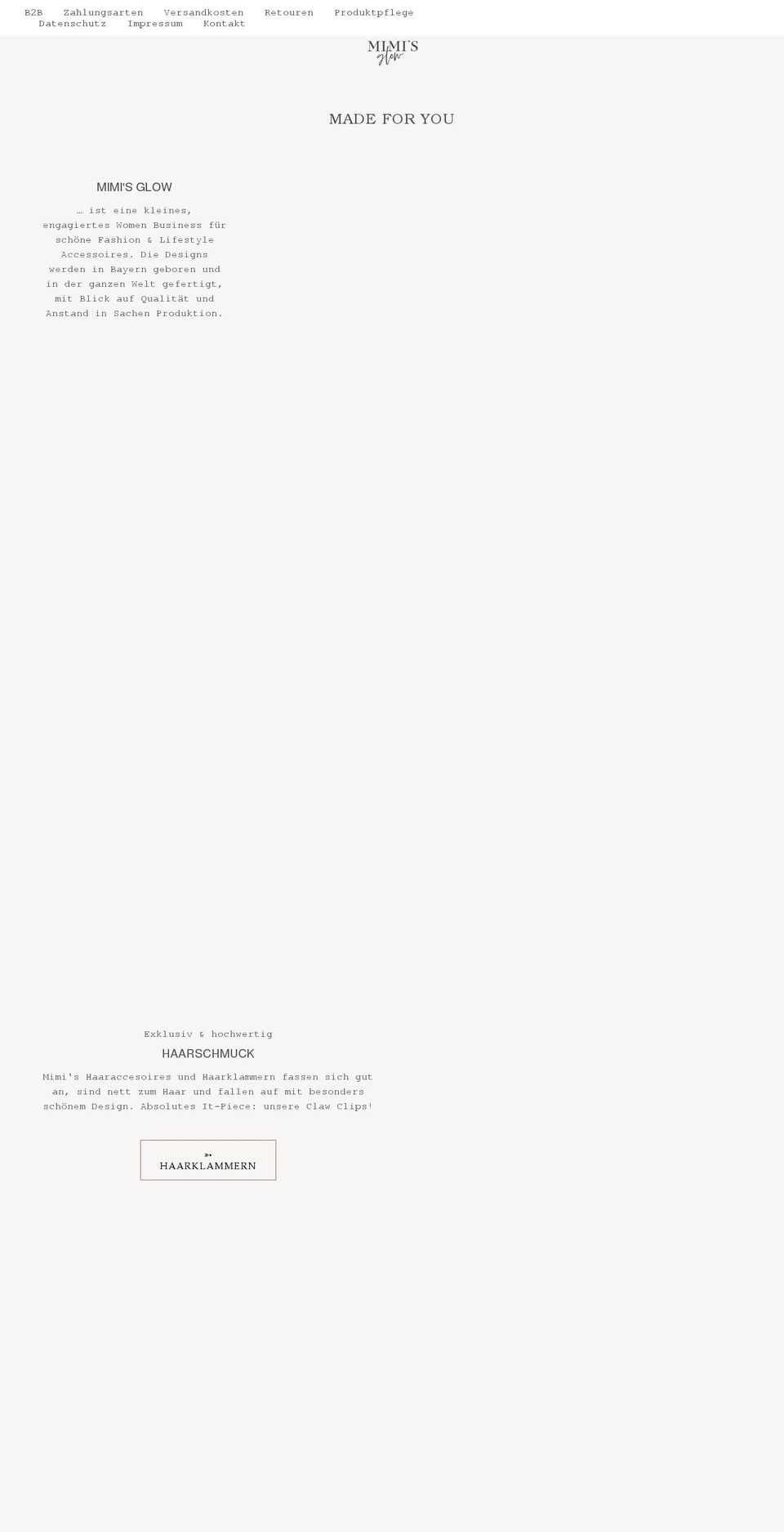 mimisglow.com shopify website screenshot
