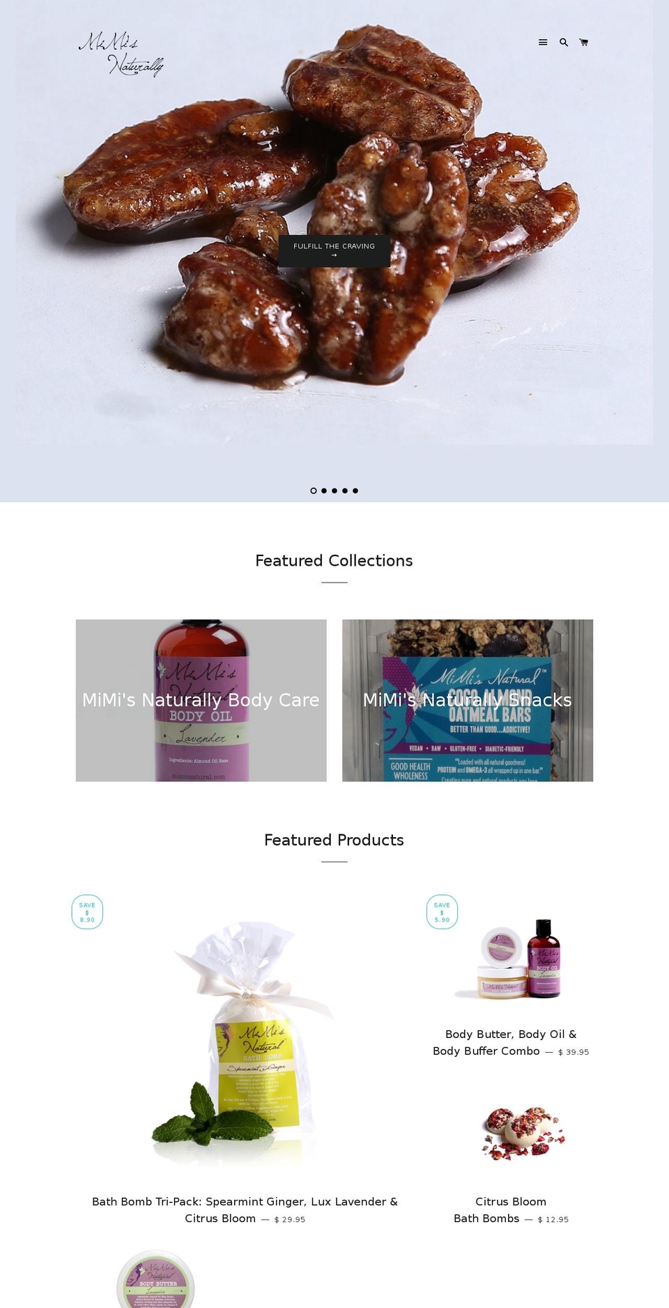 mimisnaturally.com — Shopify storefront screenshot