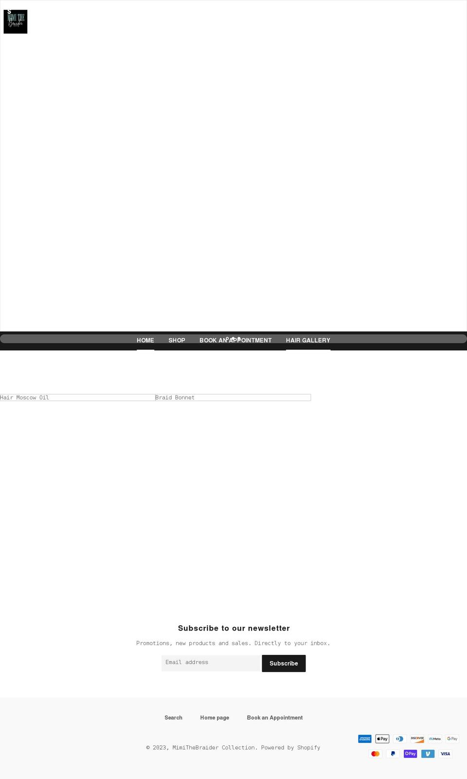 mimithebraider.com shopify website screenshot