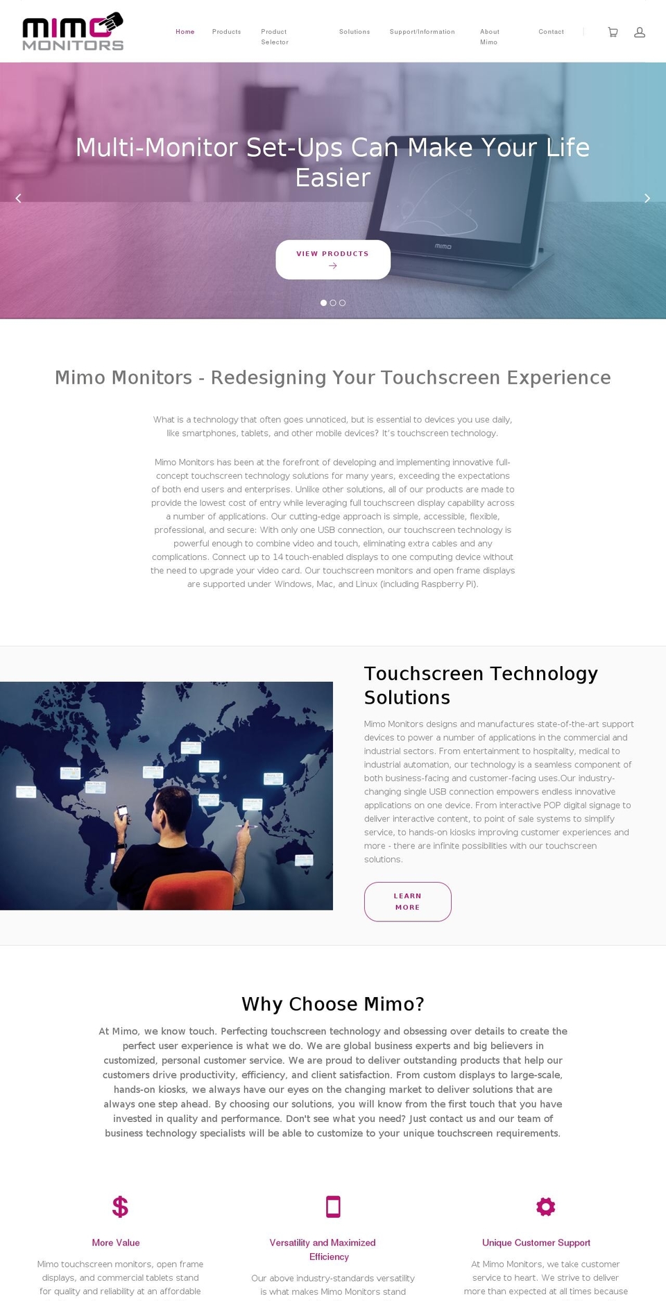 mimomonitors.com shopify website screenshot