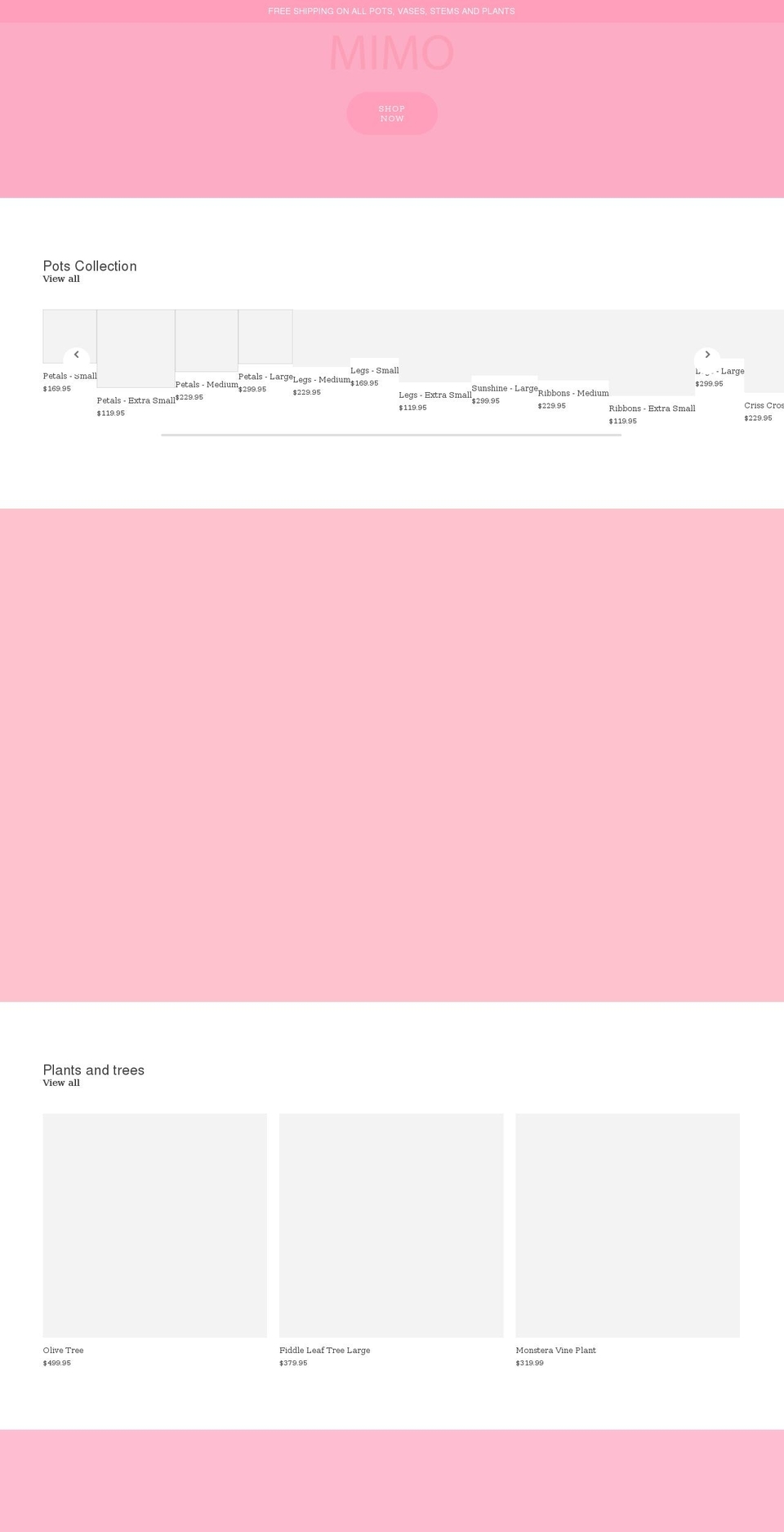 mimopots.com shopify website screenshot