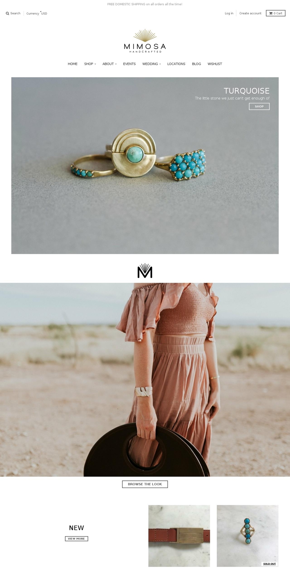 mimosahandcrafted.com shopify website screenshot