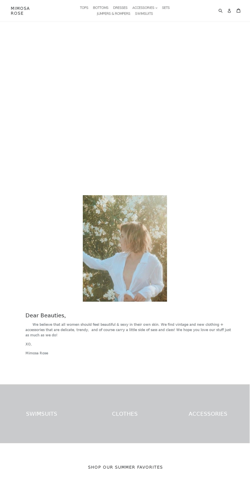 mimosarose.com — Shopify storefront screenshot