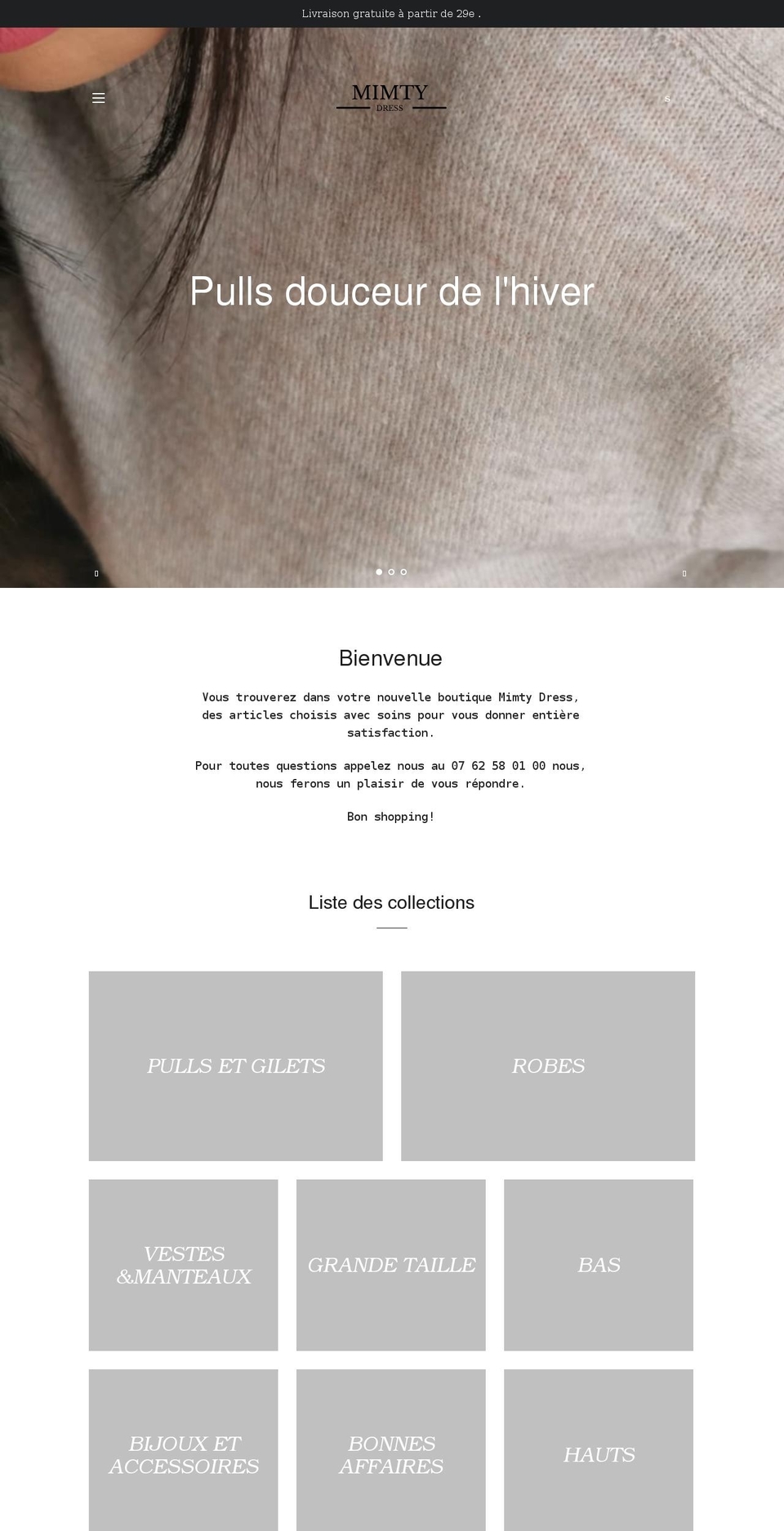 mimtydress.com shopify website screenshot