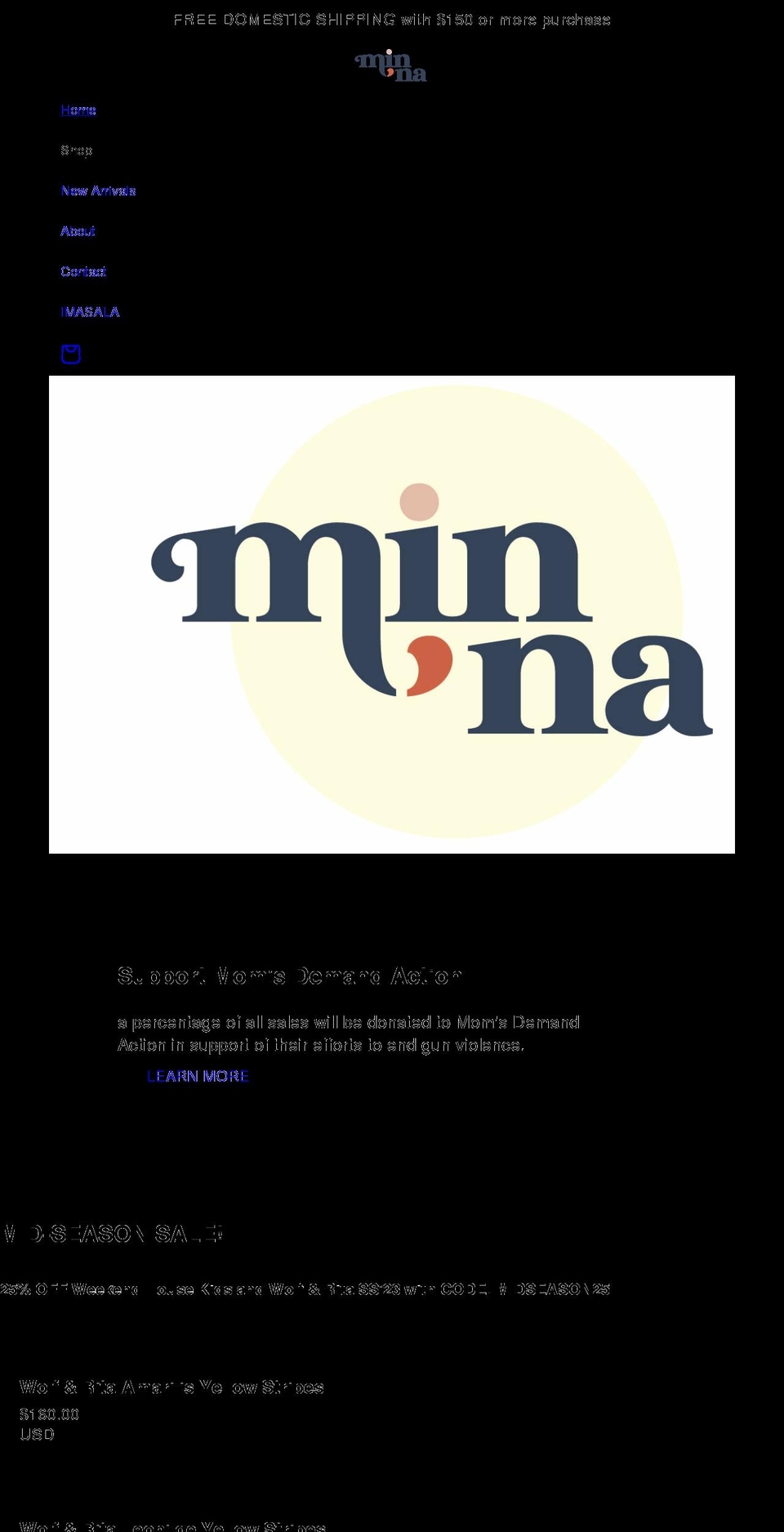 min-na.com shopify website screenshot