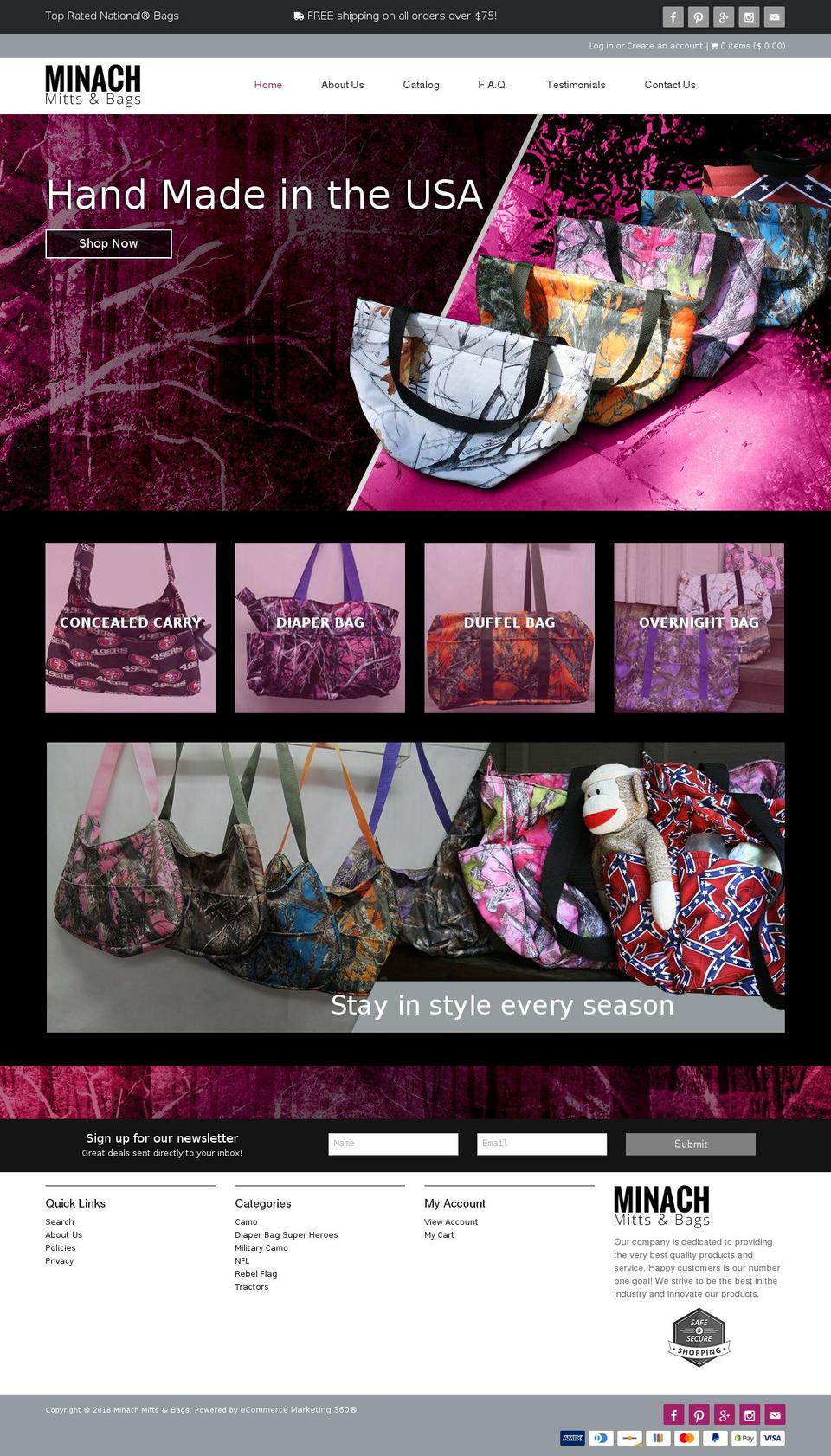 Madwire Theme June 2017 Shopify theme site example minachmittsandbags.com