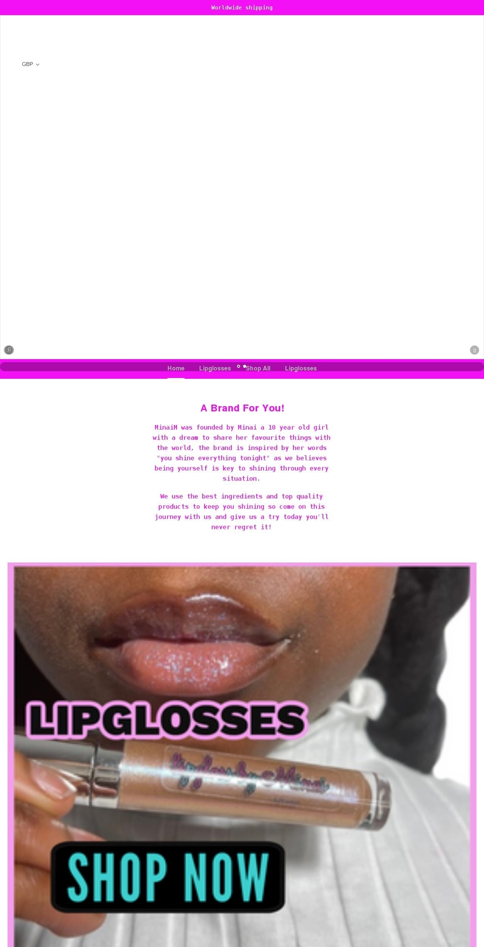 minaim.co.uk shopify website screenshot